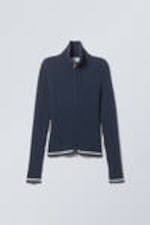 Marineblau - Tarja Sportliche Strickjacke mit Reißverschluss - 0