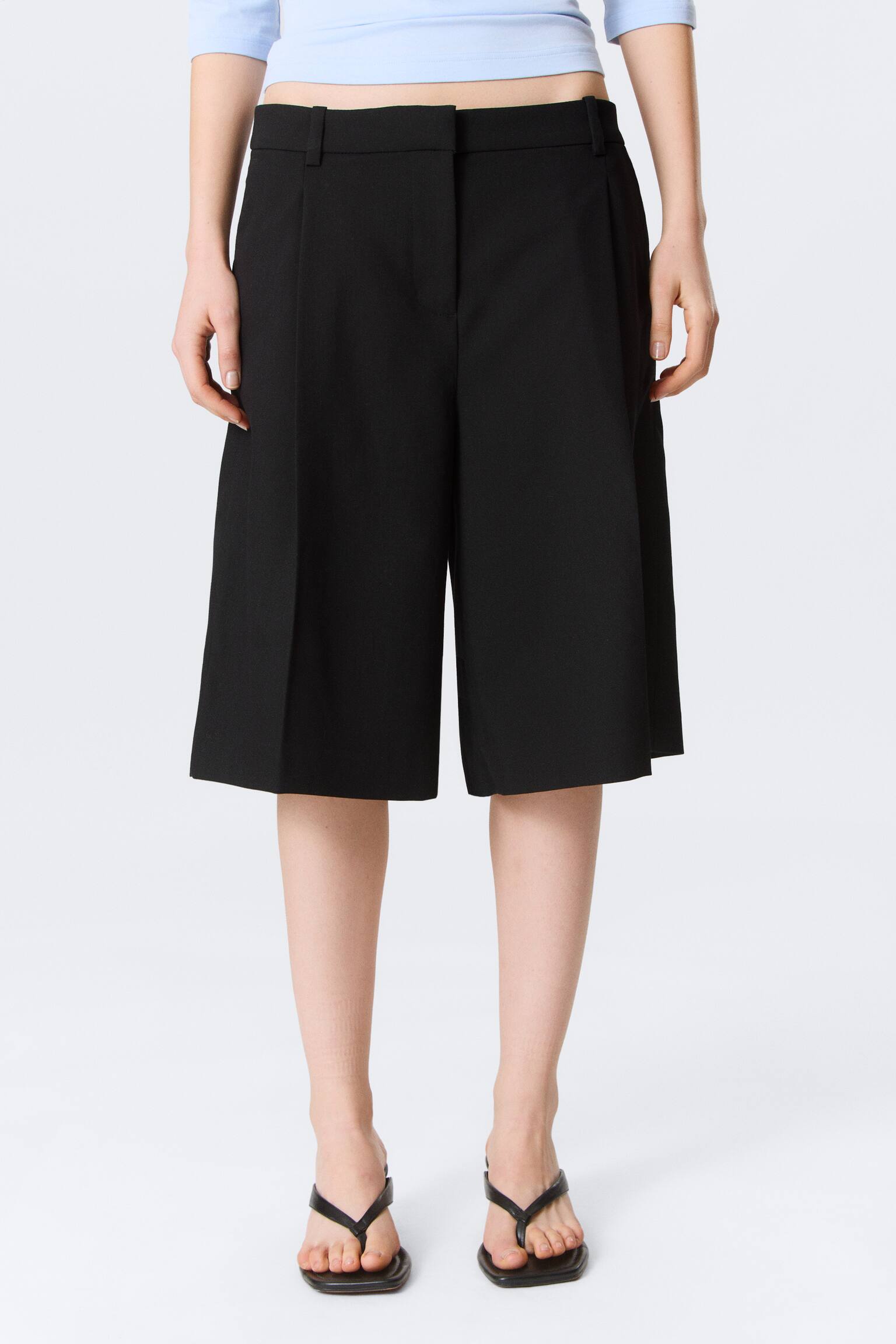 Short de costume plissé ample taille basse-Noir - 4