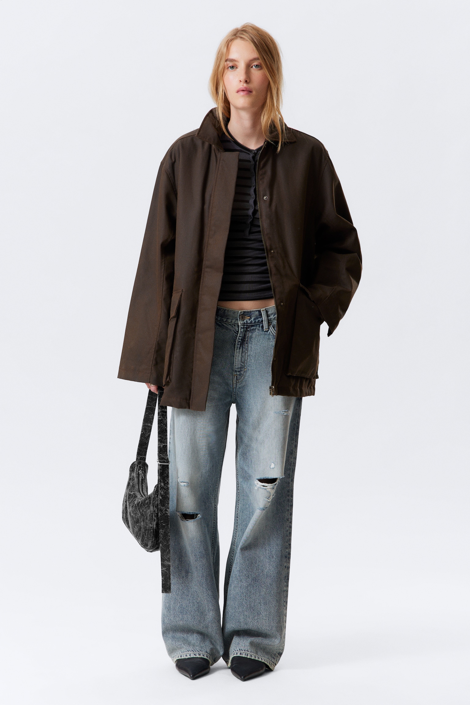 Viaszos pamut utility dzseki - Dark Brown