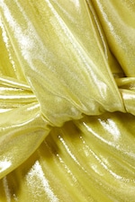 Shiny Yellow - Overlap Draped Asymmetric Midi Dress - 2