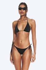 Black + Brown/White Striped - 2-Pack Tie Bikin Bottoms - 2