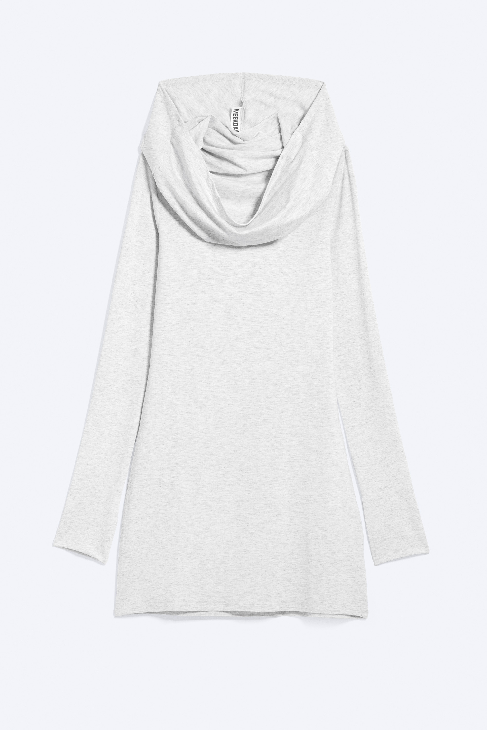 Långärmad Miniklänning med huva - Gråmelerad