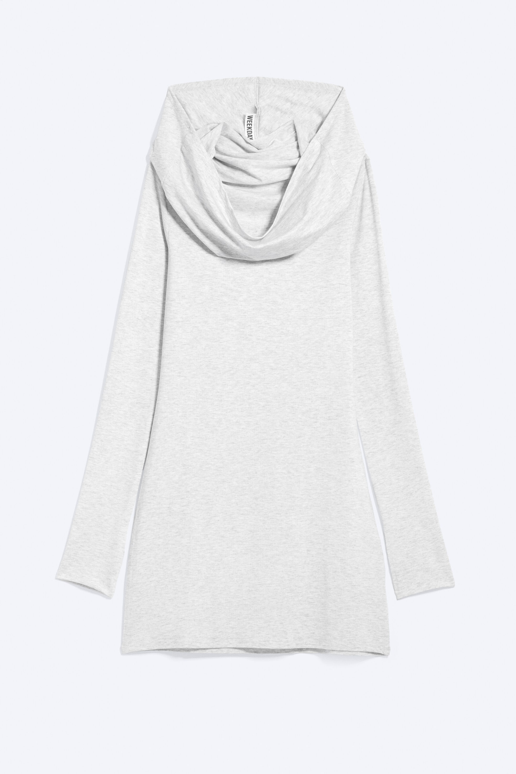 Grey Melange - Hooded Long-Sleeved Mini Dress - 1