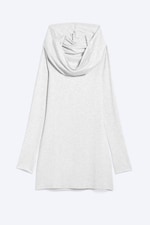 Grey Melange - Hooded Long-Sleeved Mini Dress - 0