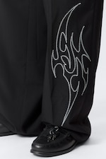 Broderad Svart - Uno Lediga Broderade Kostymbyxor - 2