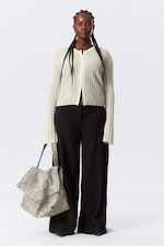 Écru - Cardigan en lin mélangé transparent - 2