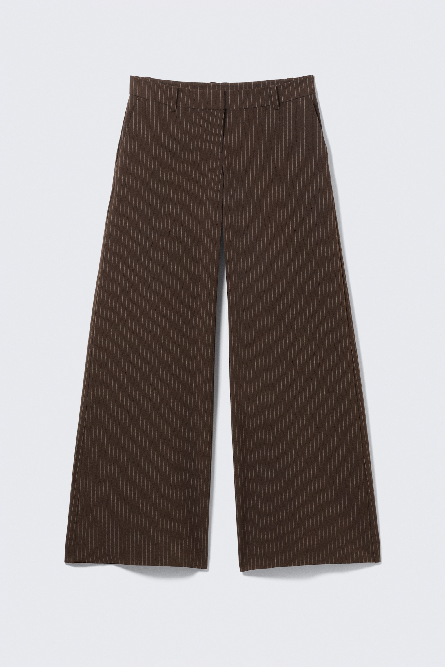 Pantalon de costume évasé taille basse - Marron foncé rayé/Rayé Noir/Noir - 2