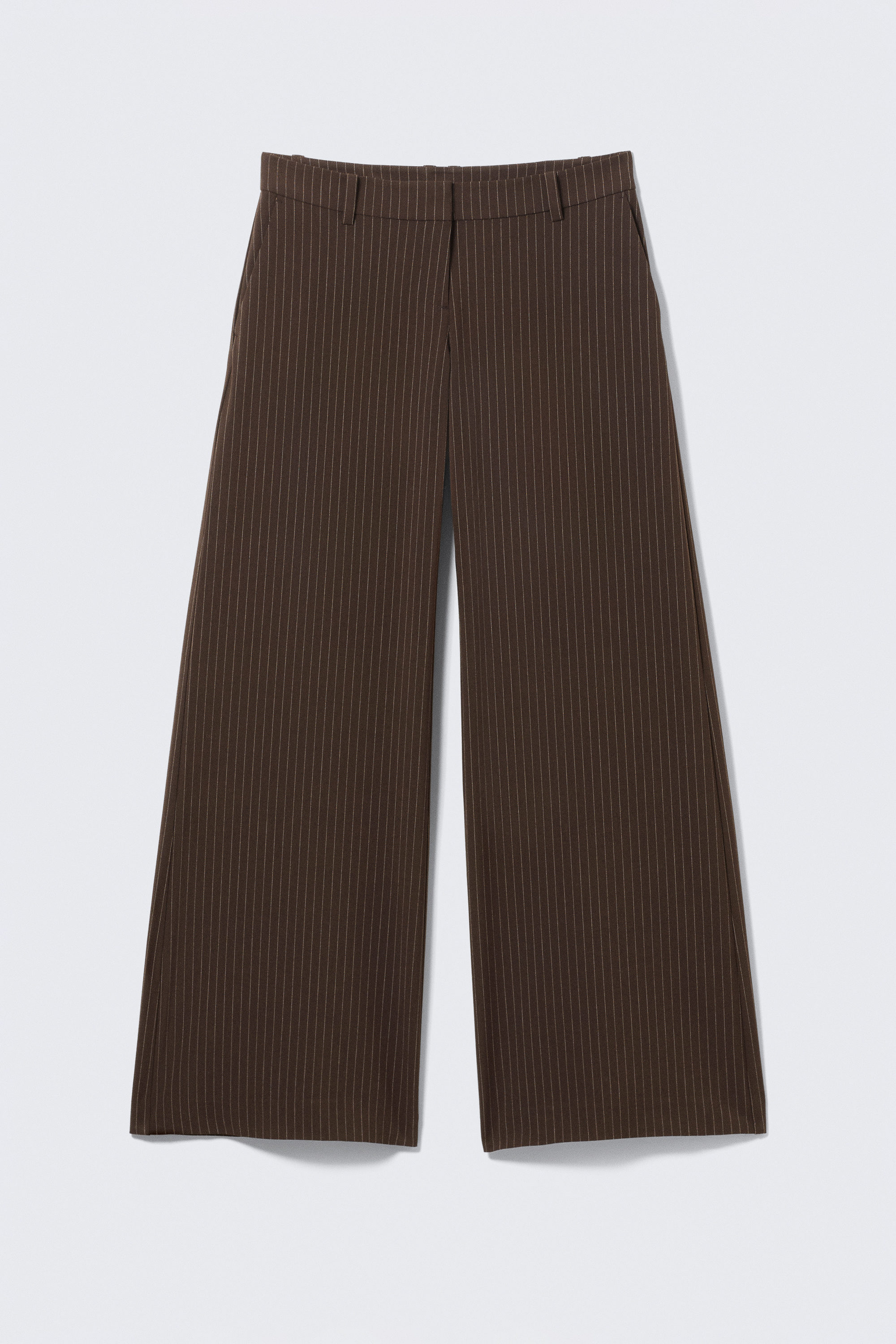 Striped Dark Brown - Low Flared Suit Trousers - 3