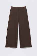 Striped Dark Brown - Low Flared Suit Trousers - 3
