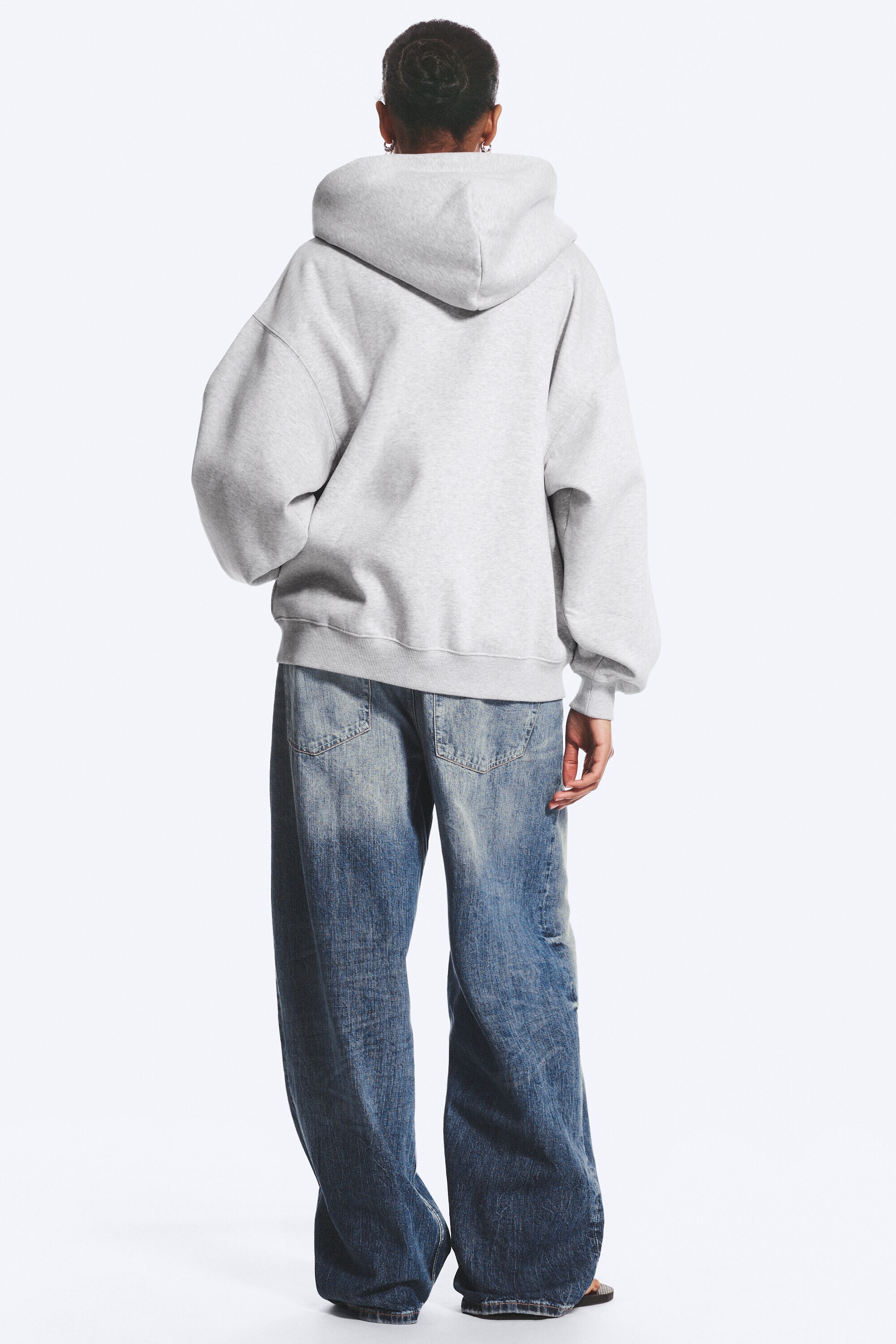 oversized heavyweight zip hoodie - Grey Melange | Weekday EU