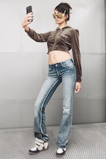 Thorn Blue - Medium Blue - Booty Bei Low Rise Skinny Bootcut Jeans - 0