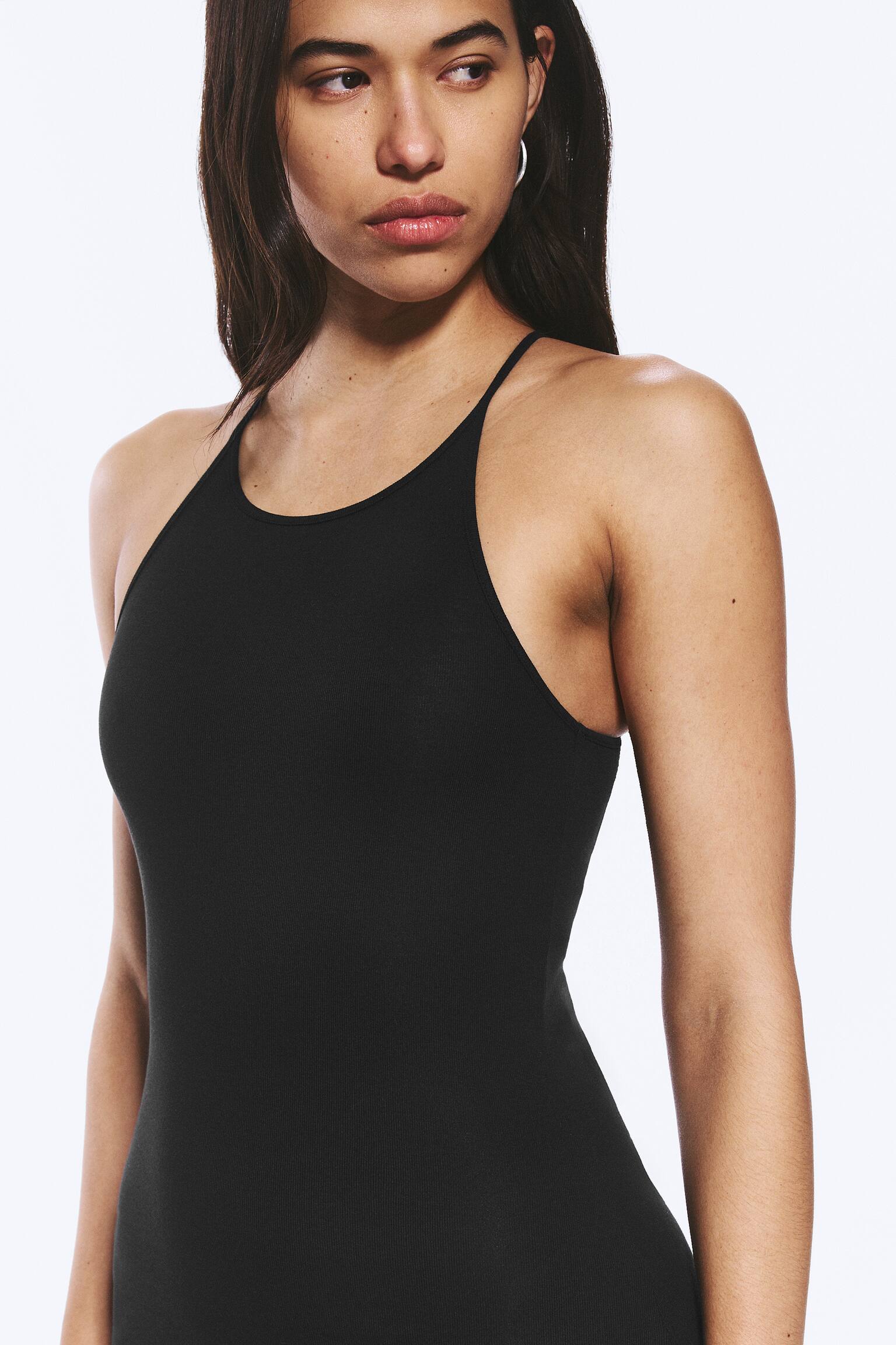 Vestido Maxi em Jersey com Costas Nadador - Preto/Cinzento mesclado - 3