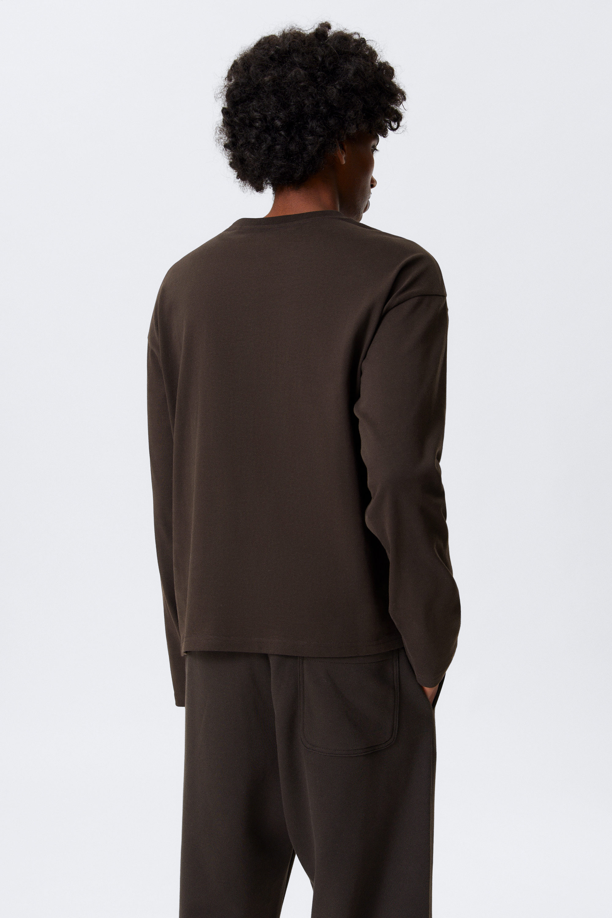 Marron foncé - T-shirt carré à manches longues Great - 2