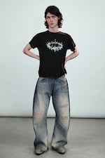 Noir - Couronne d'épines - T-shirt imprimé à manches courtes - 1