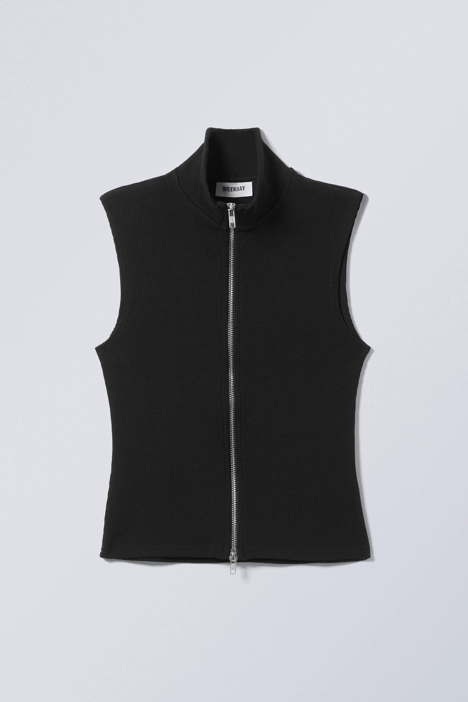 high neck zip vest - Black | Weekday WW