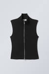tシャツ High Neck Vest レディース high neck zip vest - Black | Weekday WW