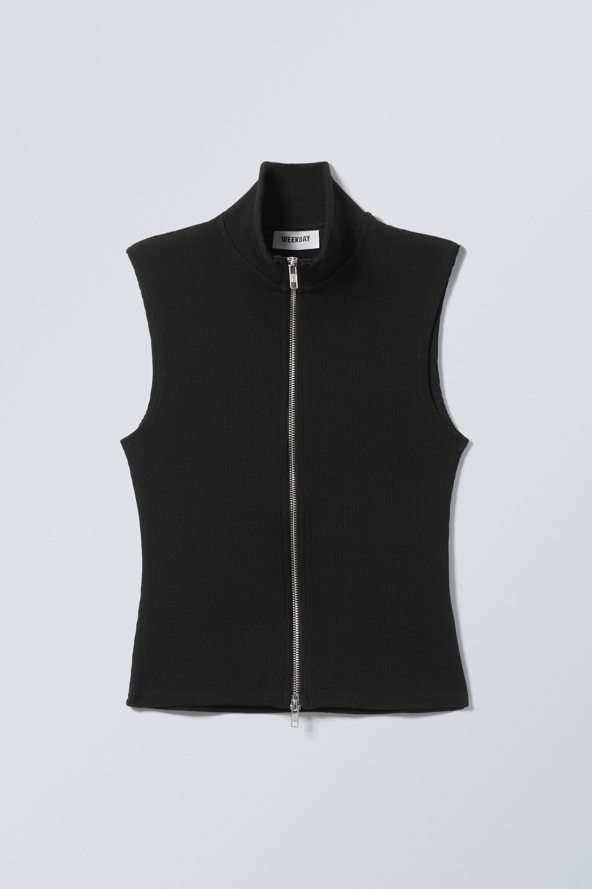 high neck zip vest - Black | Weekday EU