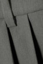 Dark Grey Melange - Wide Pleated Tailored Shorts - 5
