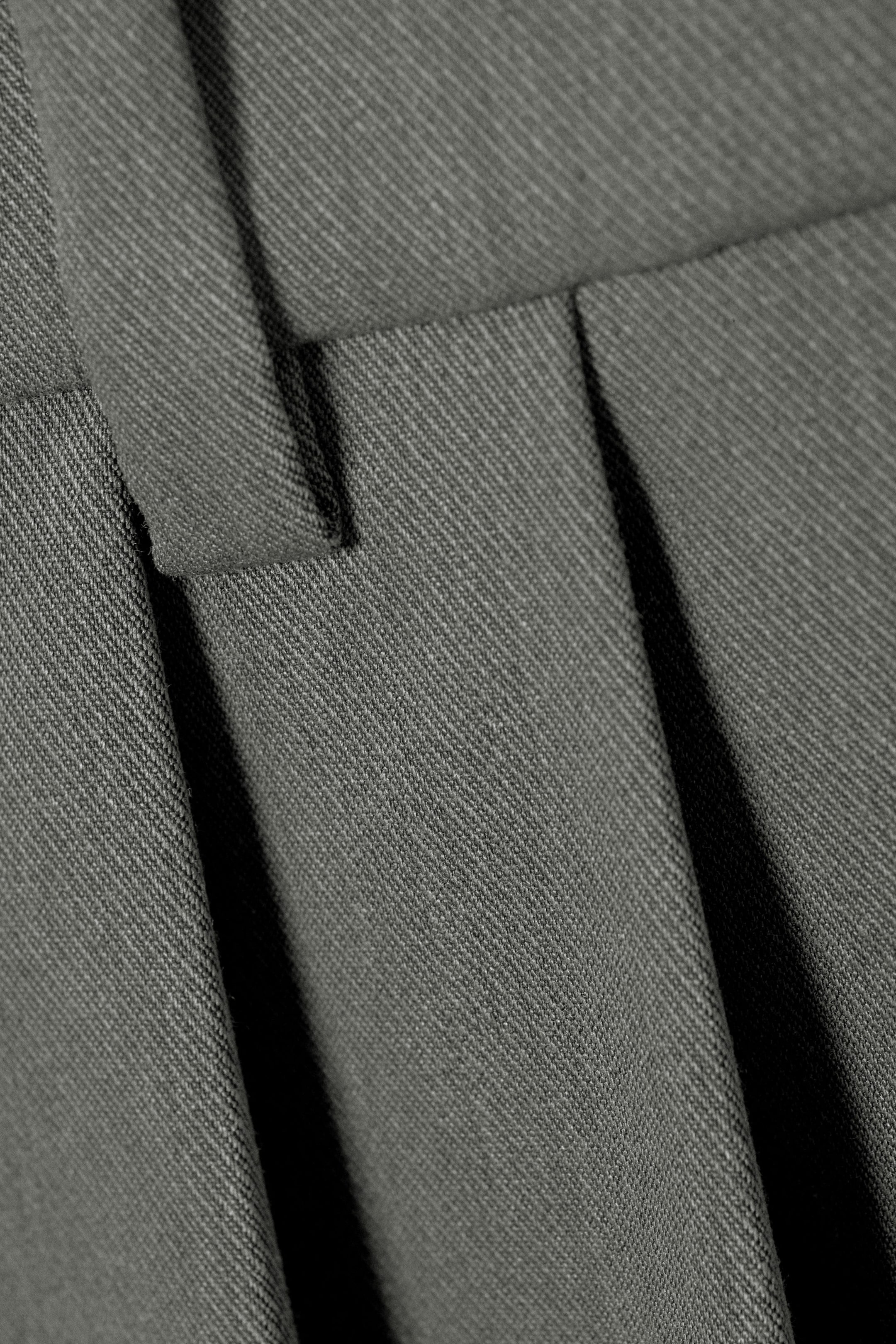 Dark Grey Melange - Wide Pleated Tailored Shorts - 1