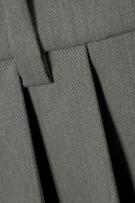 Dark Grey Melange - Wide Pleated Tailored Shorts - 1