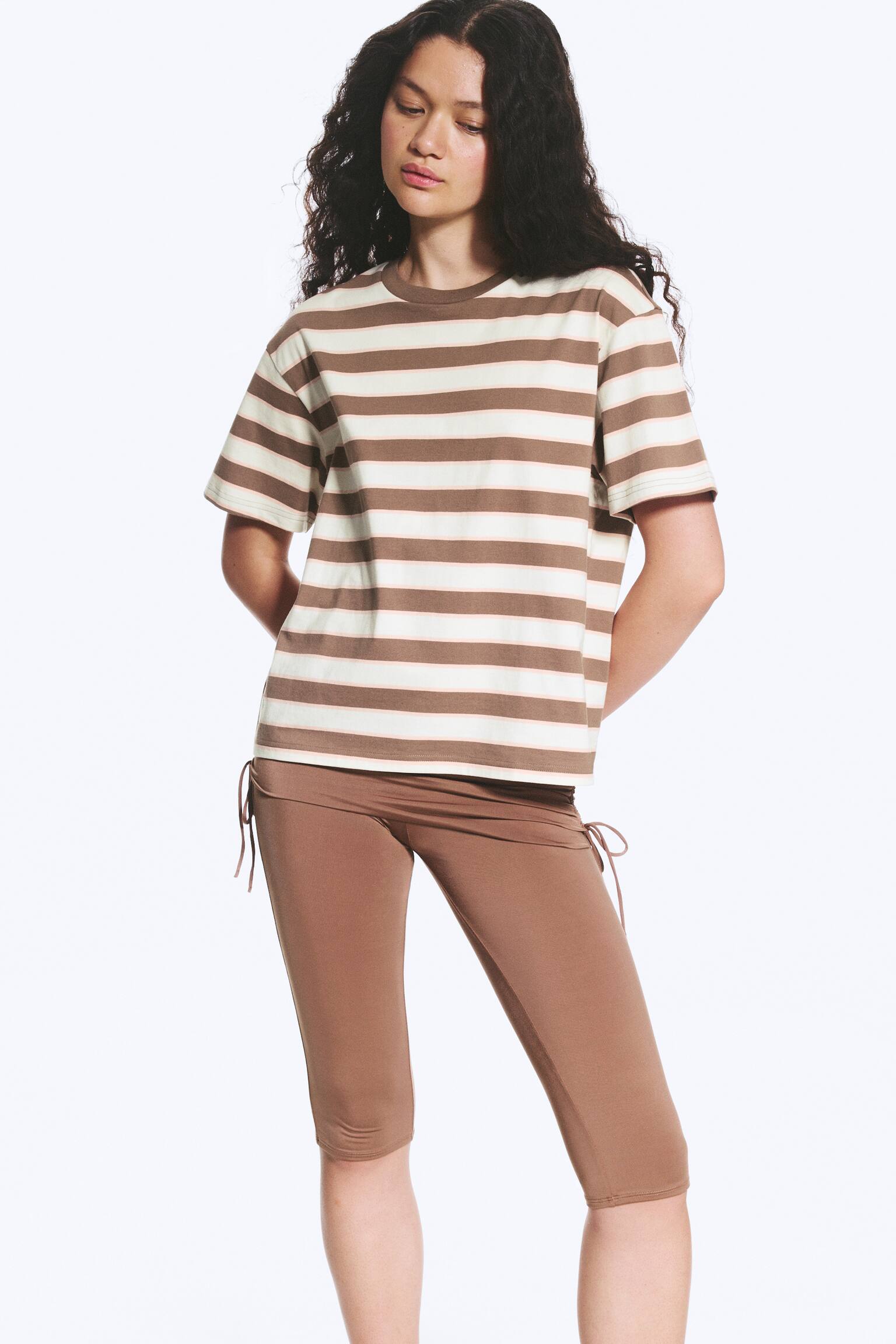 T-shirt in cotone - Bianco/Marrone/Pesca a righe/Rosa polvere a righe/Rosa/Khaki A Righe/Righe blu e bianche/Beige chiaro - righe lilla/Righe bianche e nere - 1