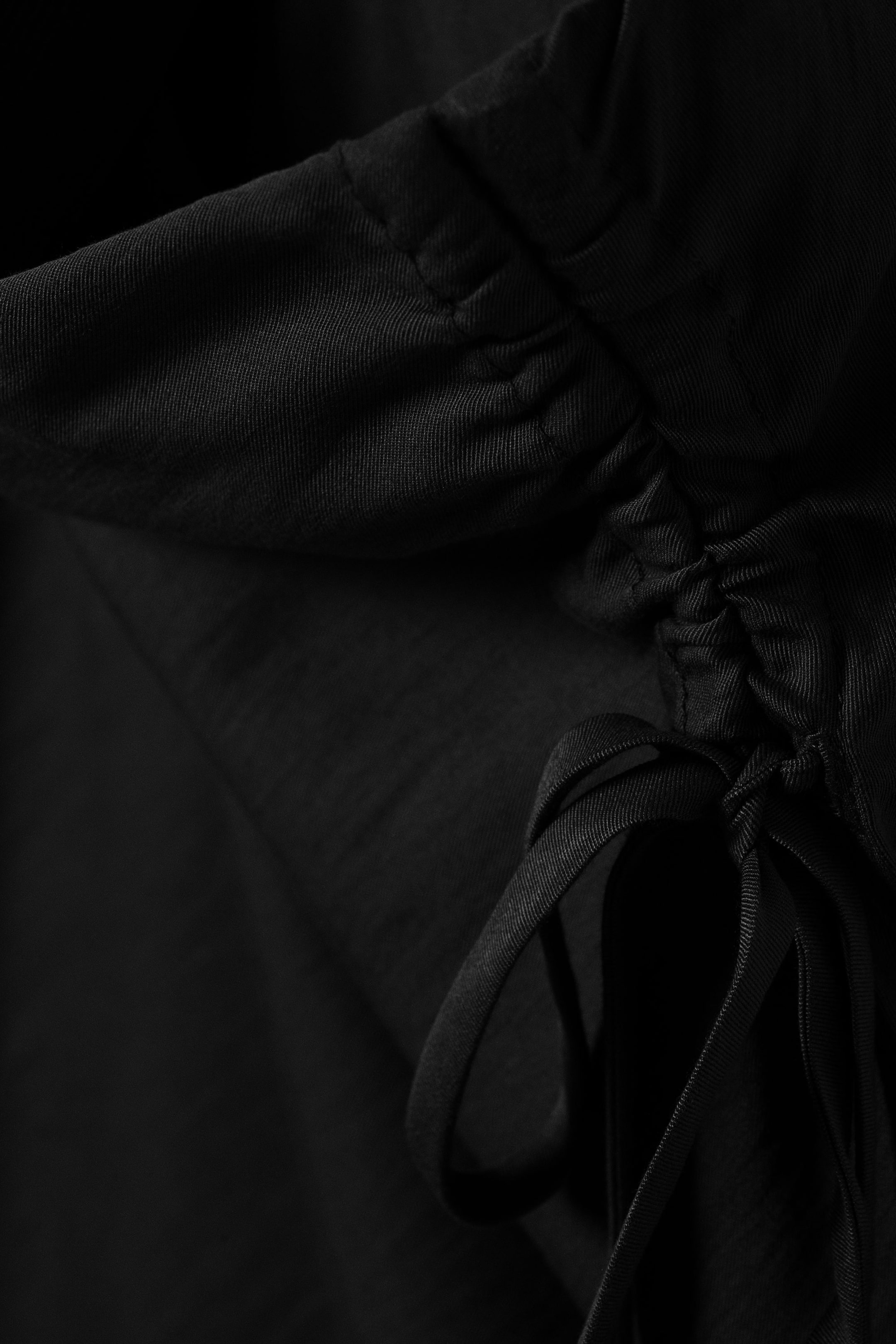 Black - Ruched Drawstring Mini Skirt - 2