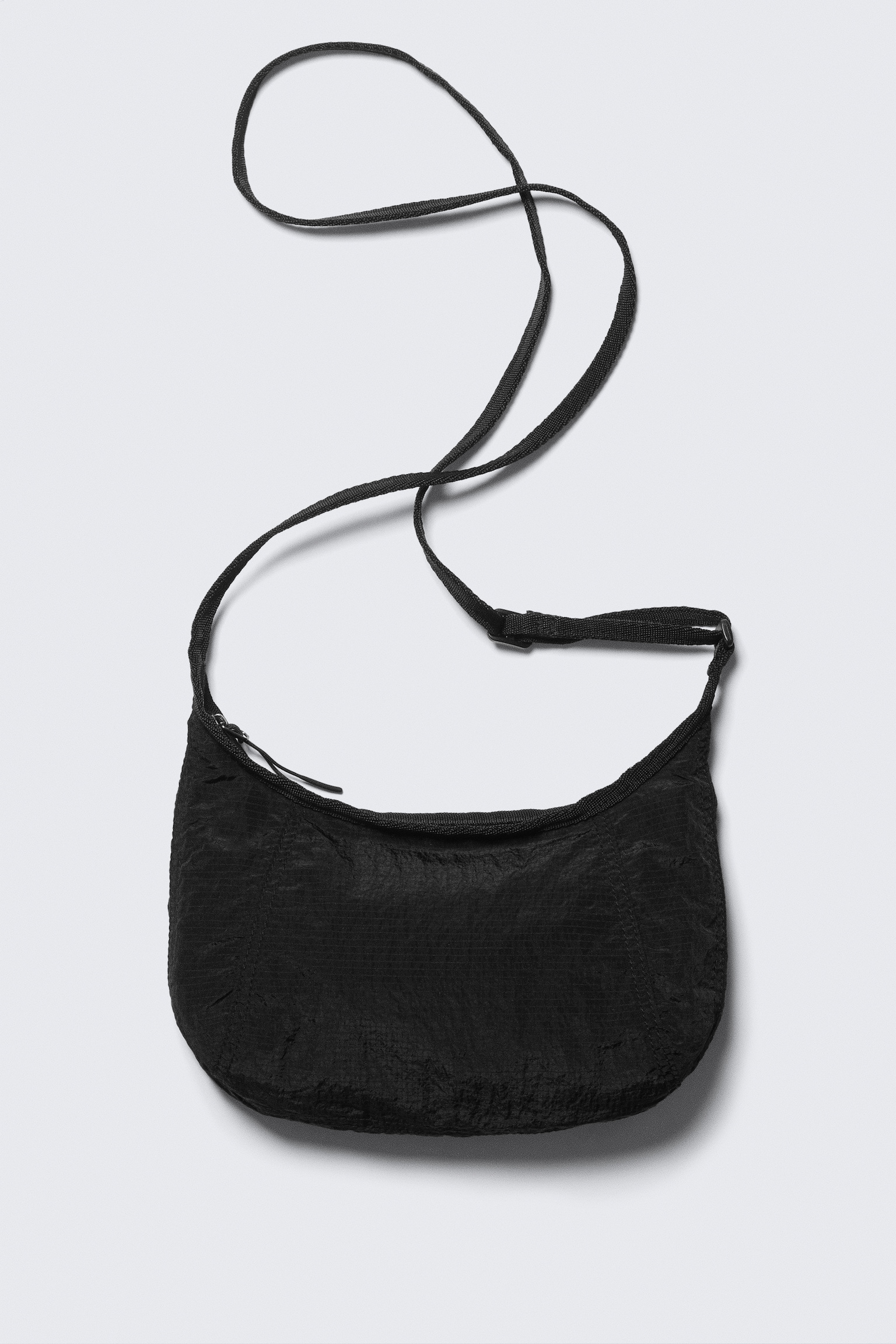 Leichte, verstellbare Umhängetasche aus Nylon - Schwarz