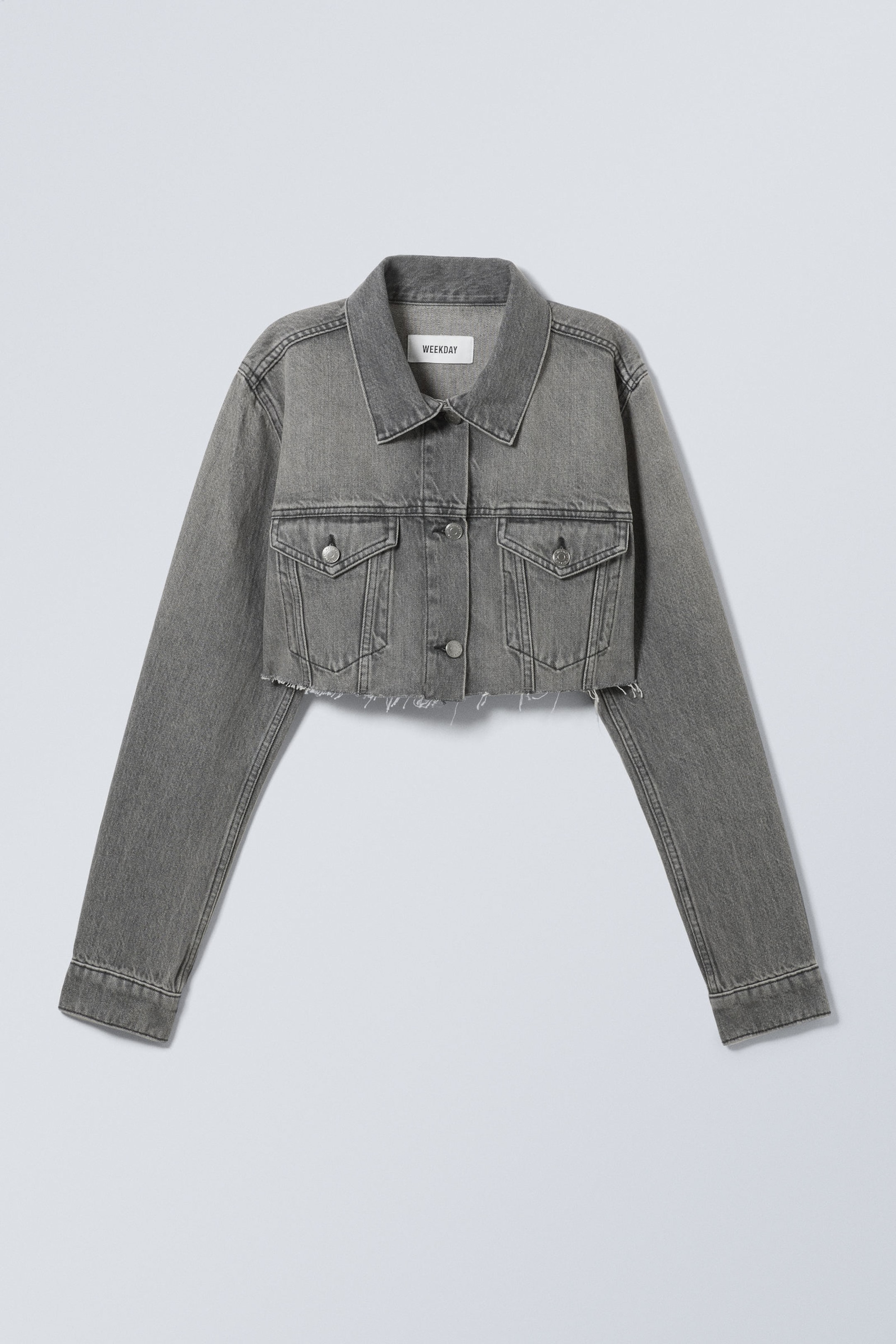 Schwarz Distressed - Abgeschnittene Trucker-Jeansjacke - 1