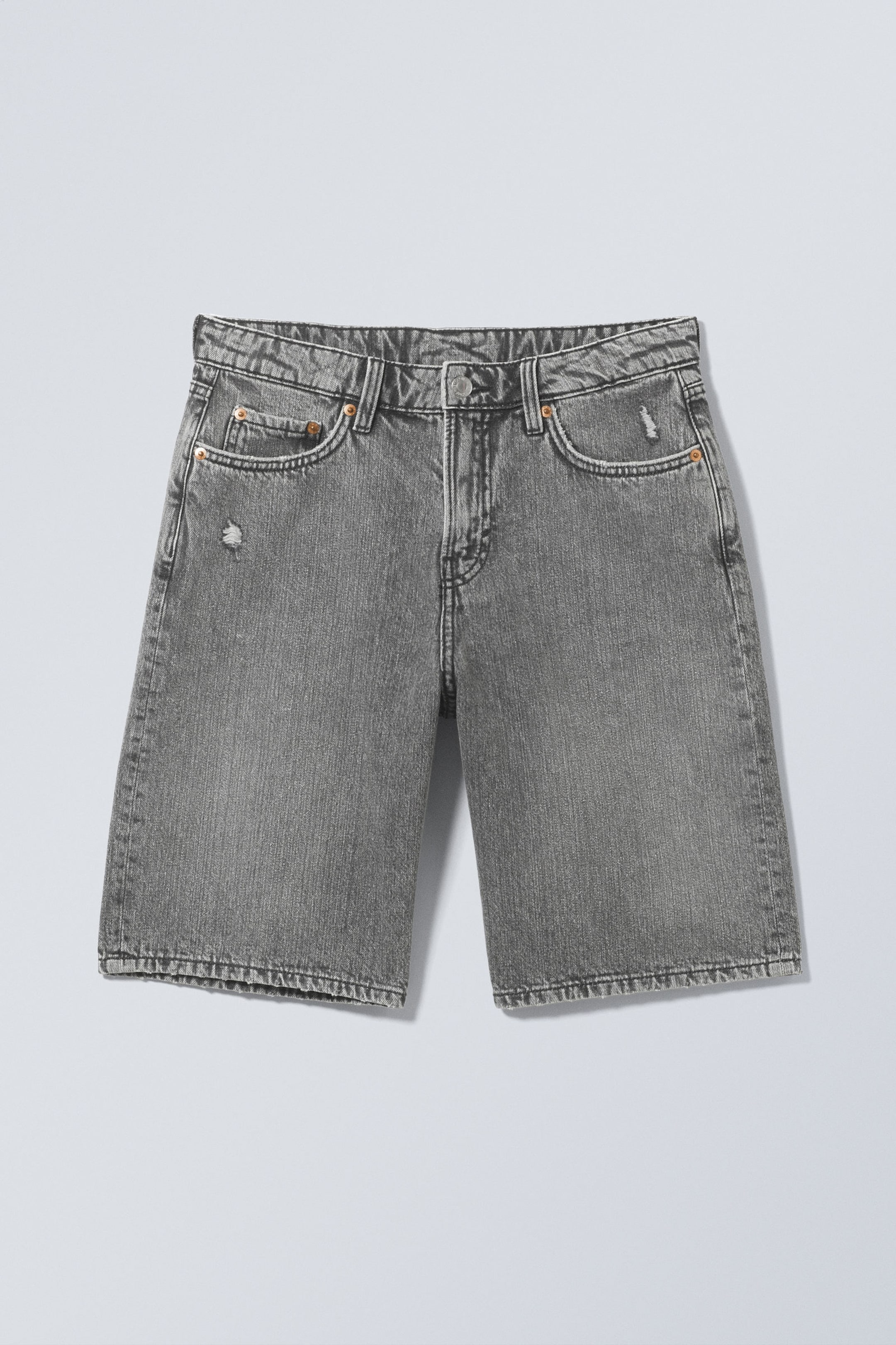 Grey faded - Grijs - Monterey denim short met lage taille - 4