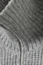 Grau meliert - Rippstrick-Pullover mit Stehkragen und Half-Zip - 4