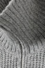 Grey Melange - Rib-Knit Half-Zip Turtleneck Sweater - 6