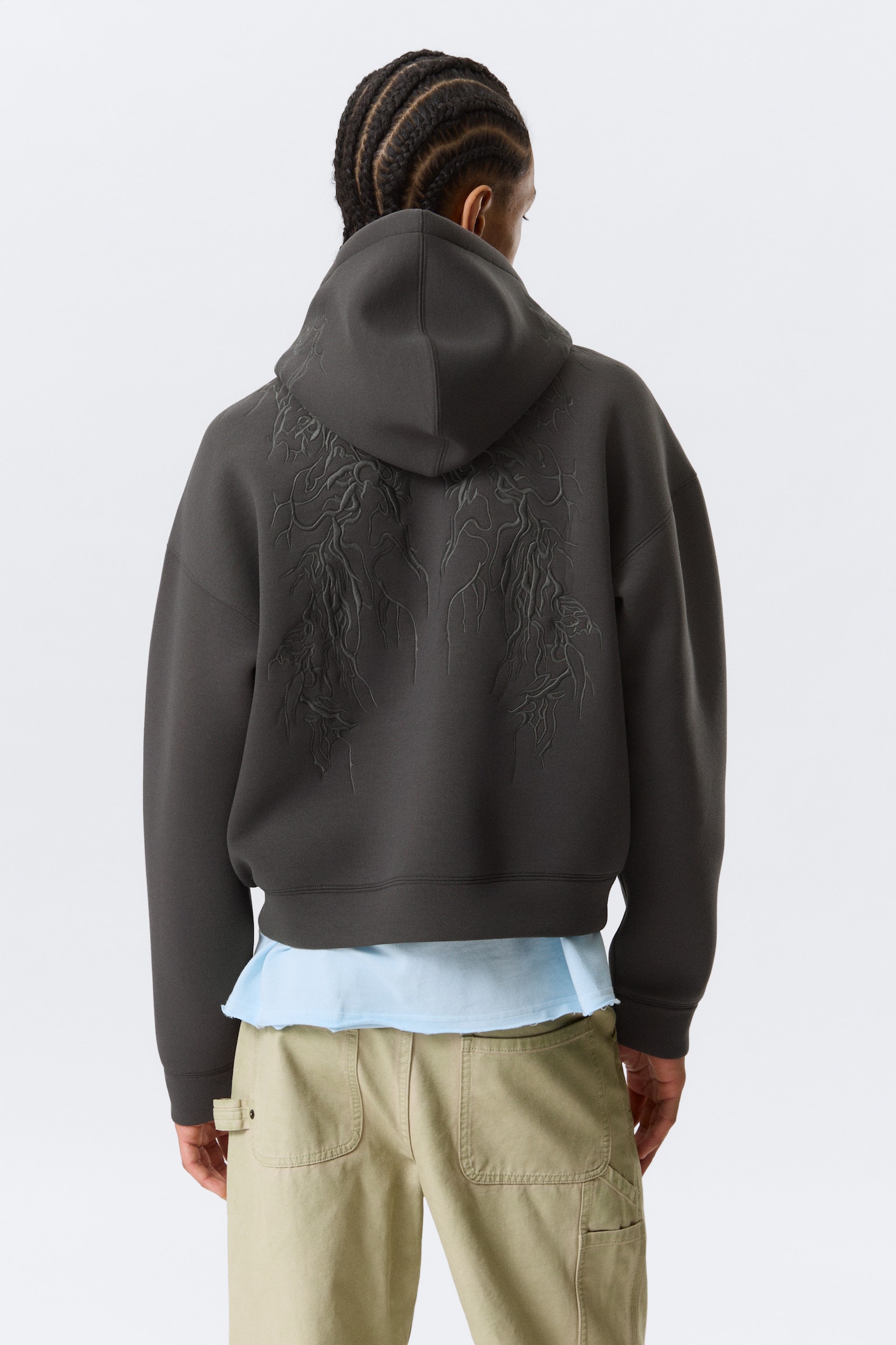 Simon Graphic Scuba Zip Hoodie - Dark Grey - Embroidered - 4