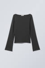 Schwarz - Langarmshirt mit U-Boot-Ausschnitt Annie - 4