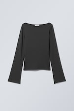 Schwarz - Langarmshirt mit U-Boot-Ausschnitt Annie - 0