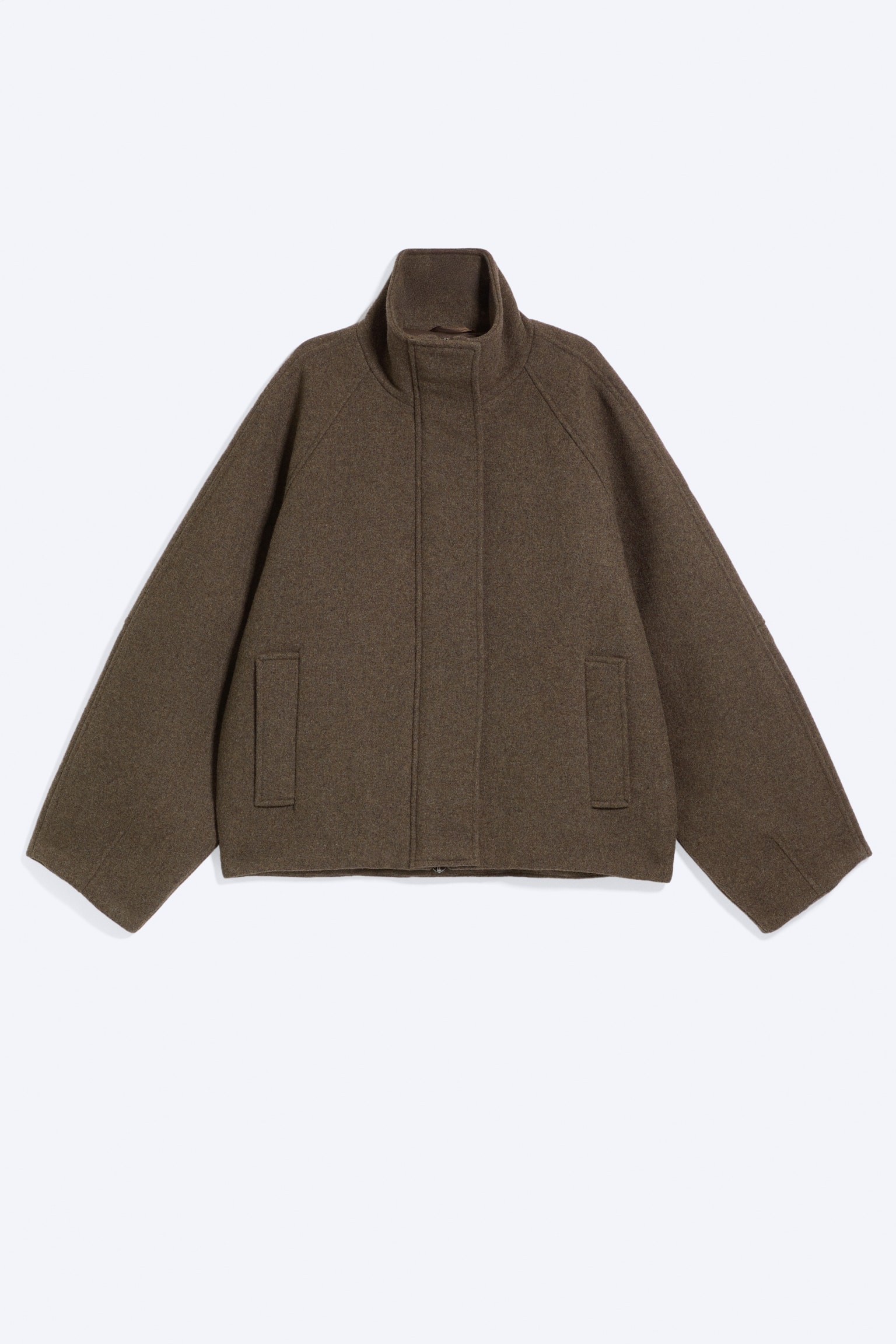 Wool-blend funnel jacket - Dark Mole - 1