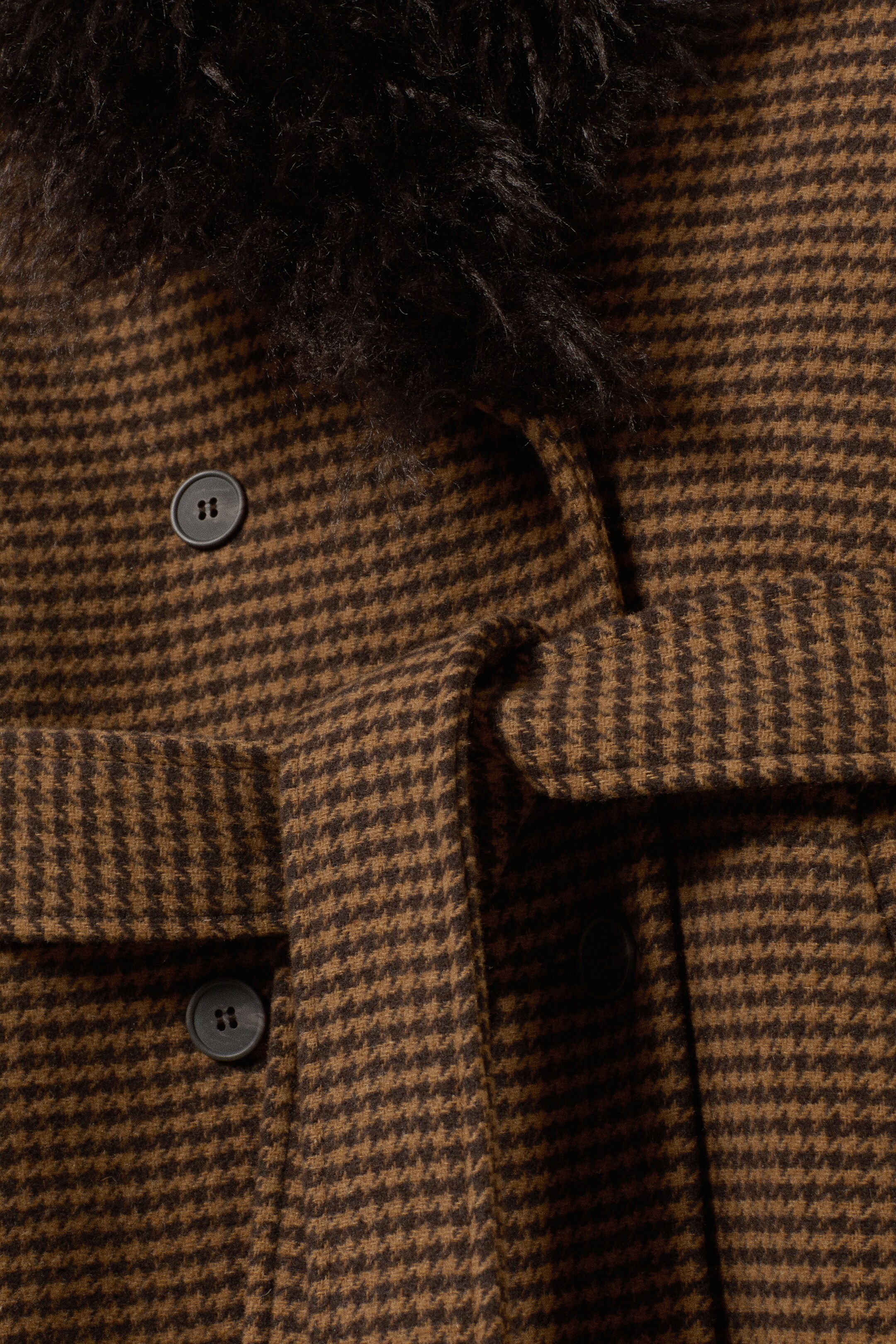 View larger image: Long Oversized Coat with Faux-Fur Trims - Checked Brown - Brown Faux Fur - Ladies | H&M GB 6