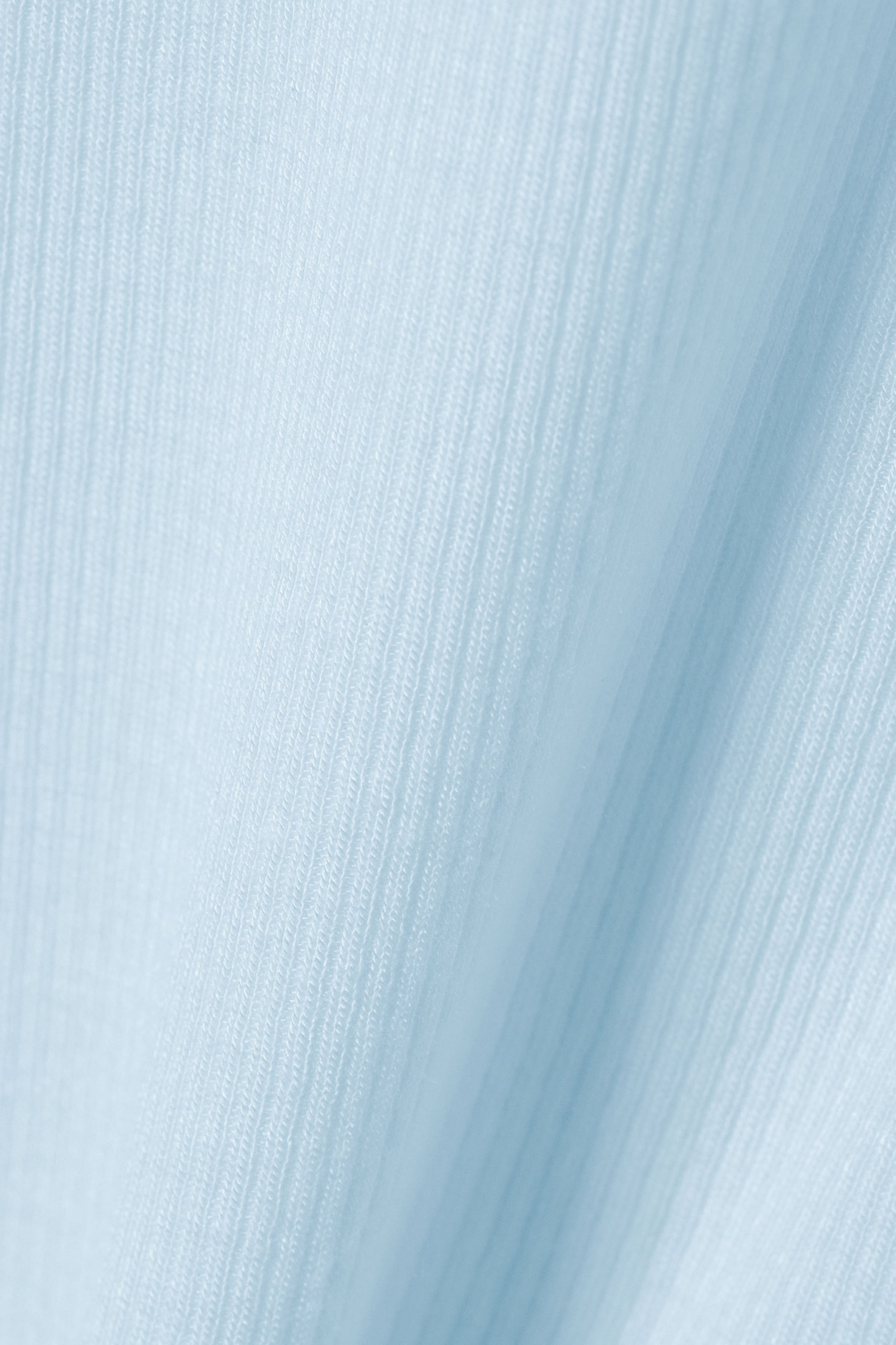 Light Blue - Sheer Ribbed Long Sleeve Top - 2