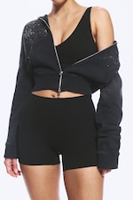 Black - High Waisted Sports Biker Shorts - 1