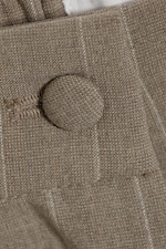 Pinstriped Beige - Relaxed Pleated Mini Suiting Shorts - 1