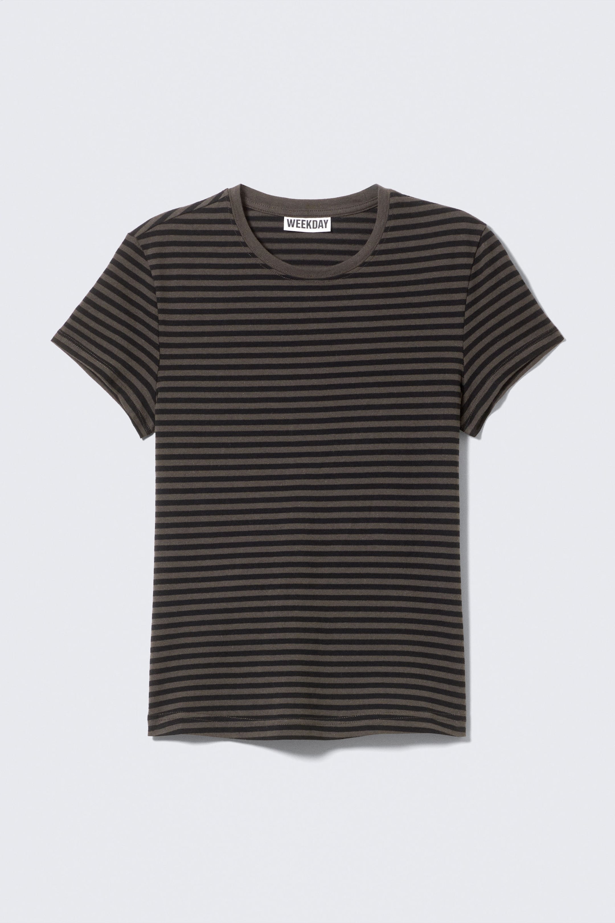 Black & Dark Mole Stripes - Slim Short-Sleeved Cotton T-shirt - 3