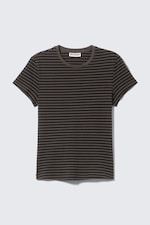 Black & Dark Mole Stripes - Slim fit katoenen T-shirt met korte mouwen - 0