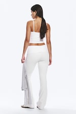 Blanc - Collants de yoga évasés à taille plissée - 3