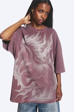 Lilas foncé - T-shirt imprimé oversize large - 0