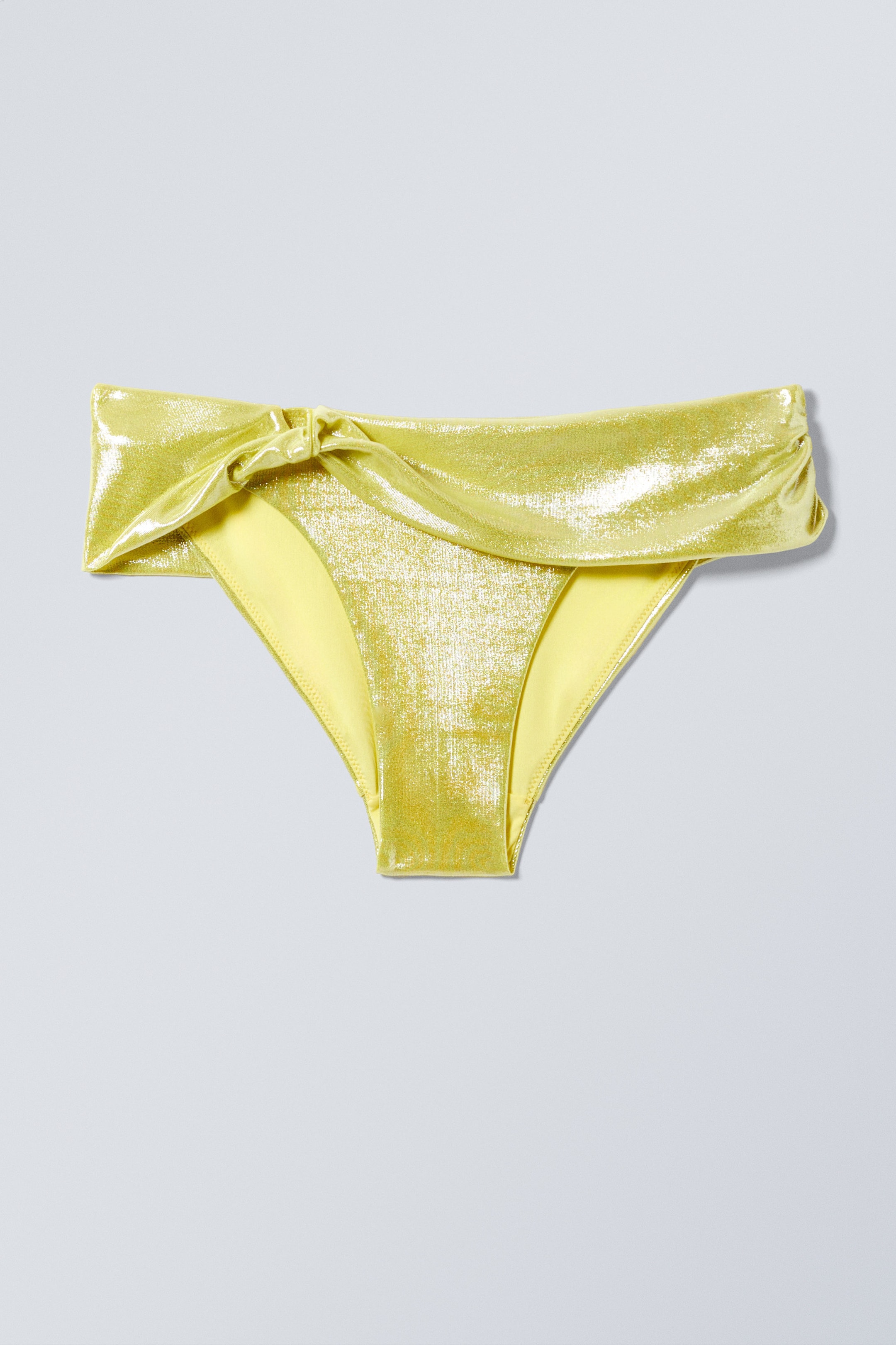 Glänzendes Gelb - Drapiertes Bikinihöschen - 1