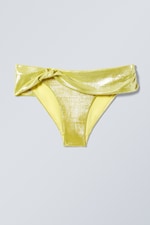 Glänzendes Gelb - Drapiertes Bikinihöschen - 0