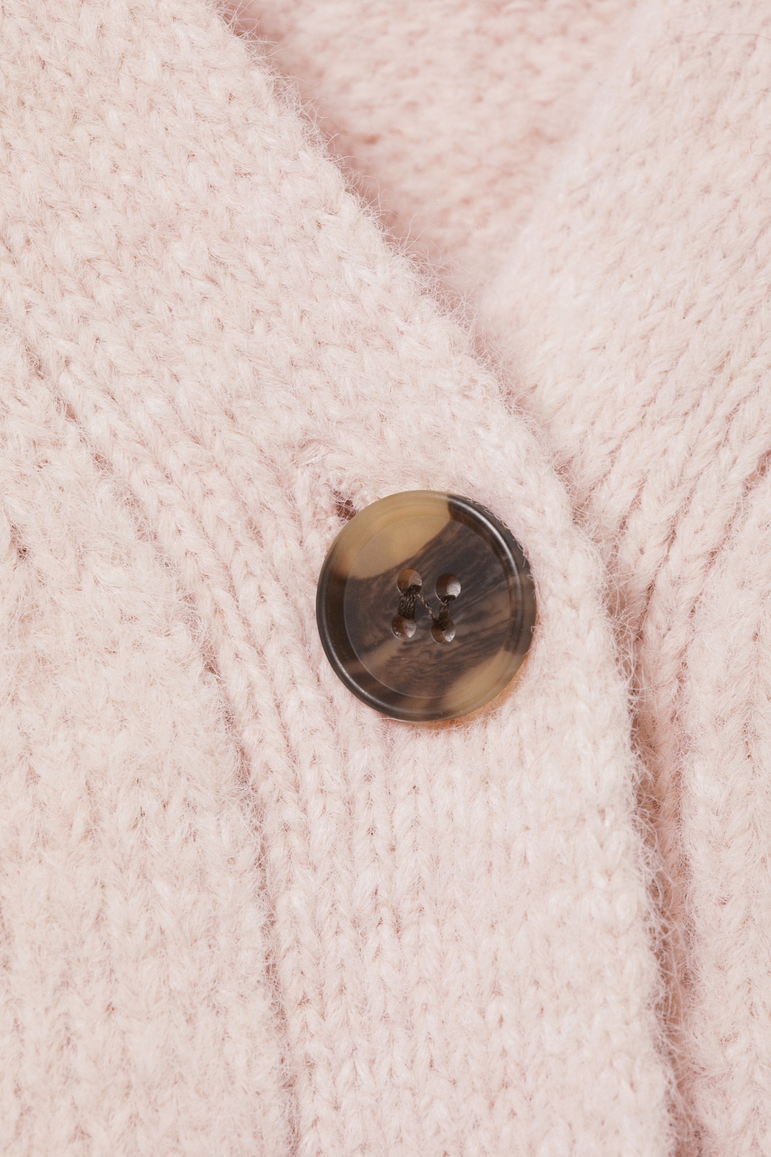 Ribbed V-Neck Cardigan - Light Dusty Pink/Dusty Mole - 3