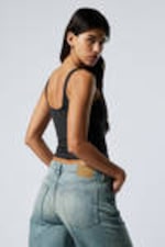 Dark Grey - Fitted Square Neck Tank Top - 2