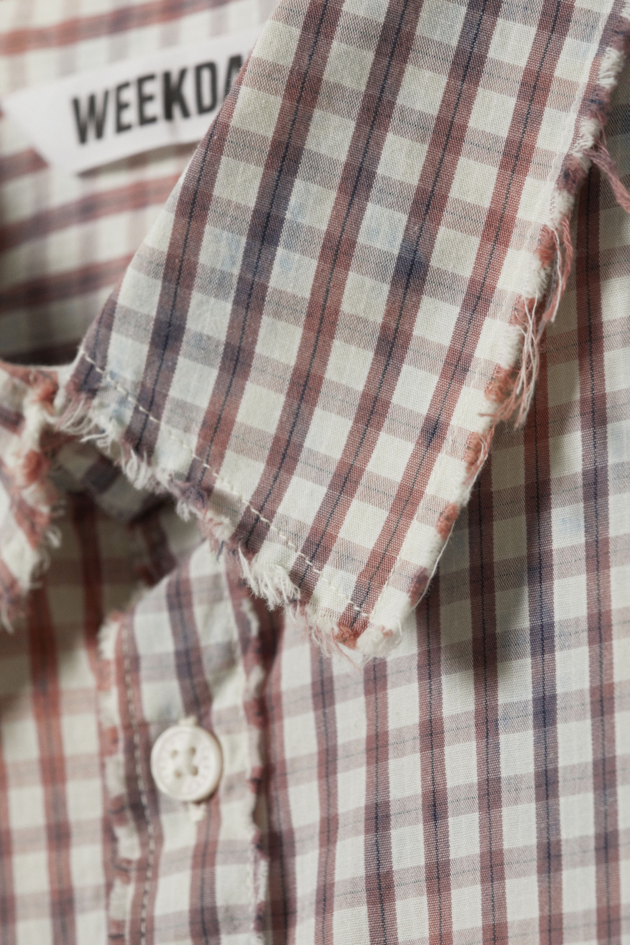 Bleached Checked Blue - Oversized Checked Bleached Shirt - 2