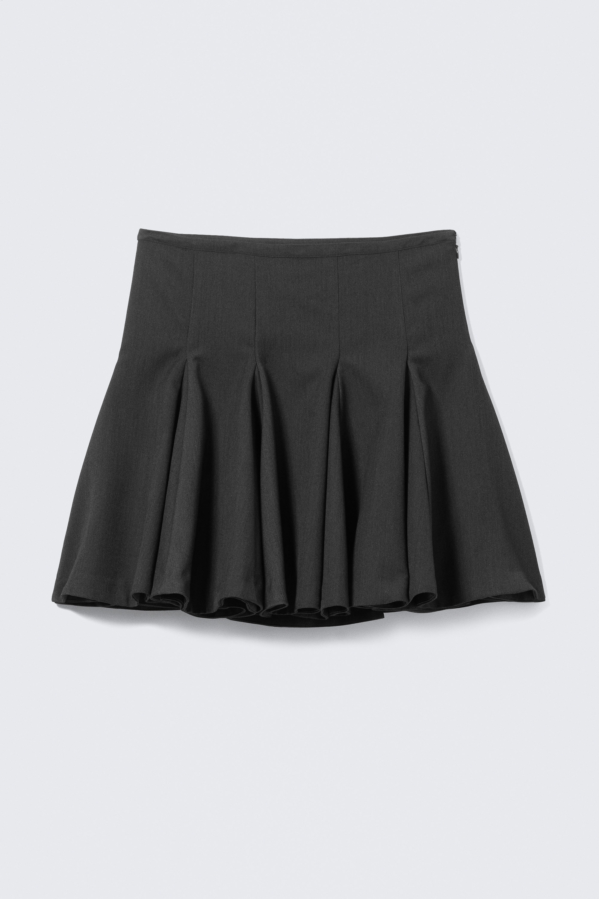Dark Grey - Low Rise Flared Knee-Length Suiting Skirt - 3
