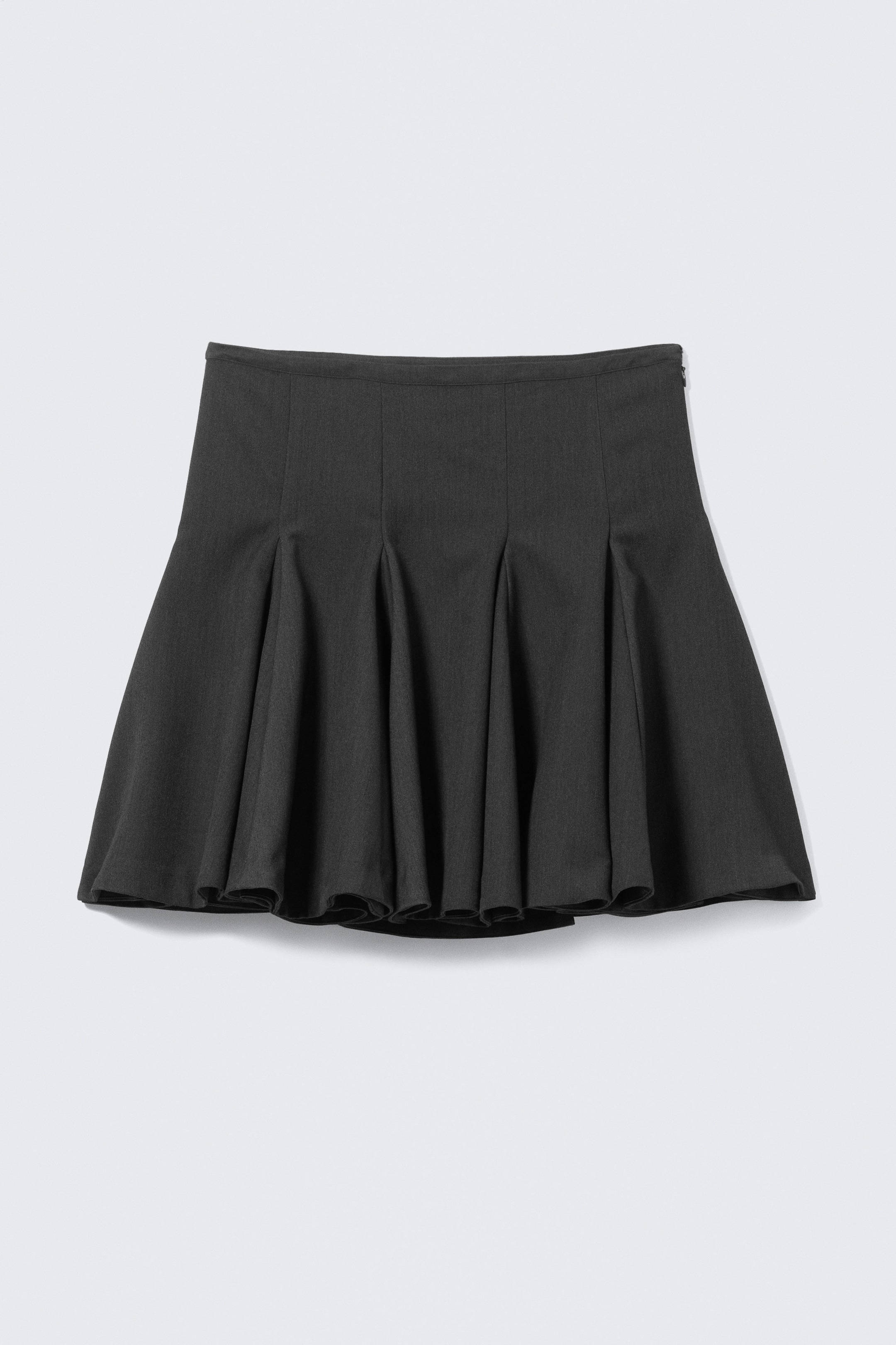 Dark Grey - Low Rise Flared Knee-Length Suiting Skirt - 3